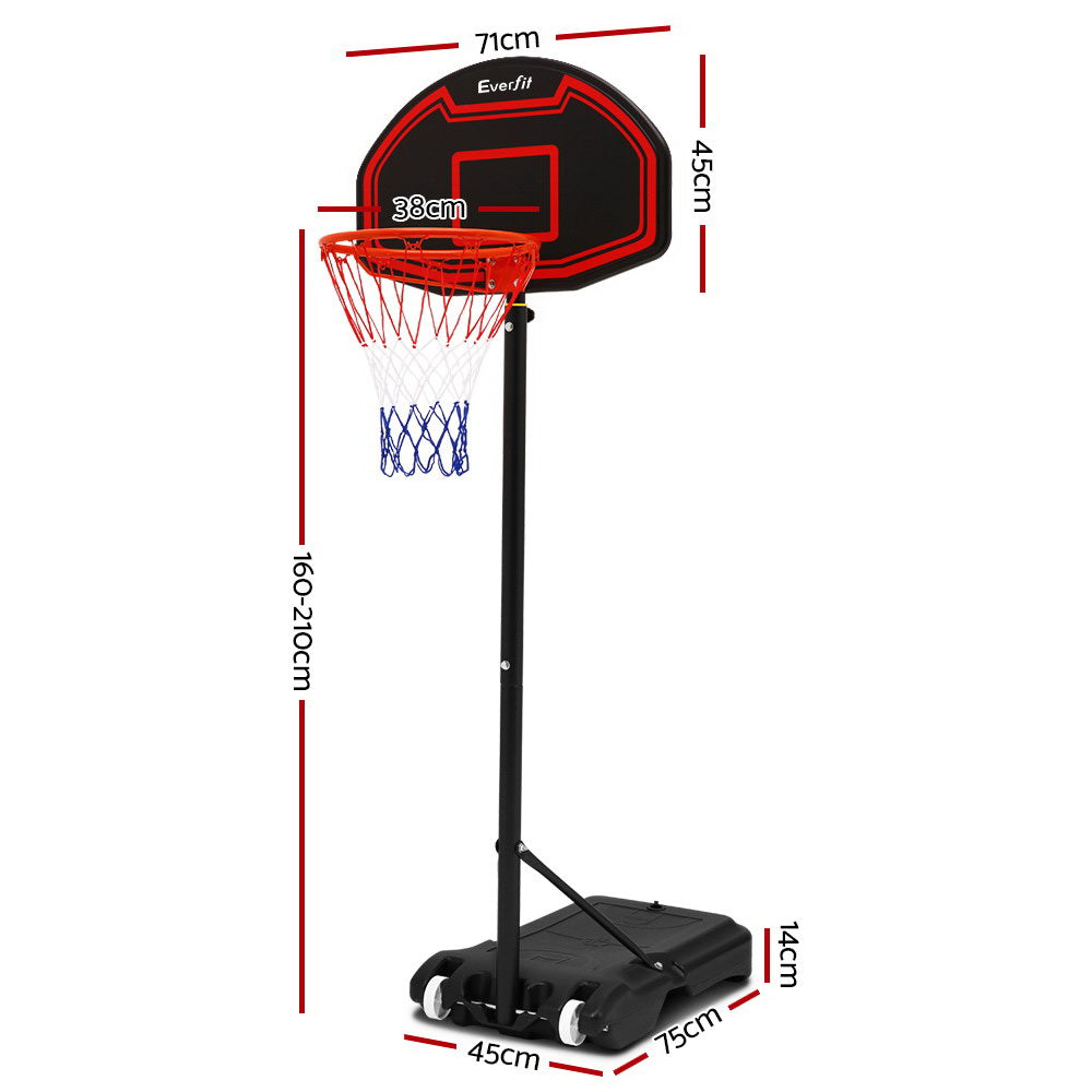 Everfit 2.1M Basketball Hoop Stand System Adjustable Portable Pro - Black