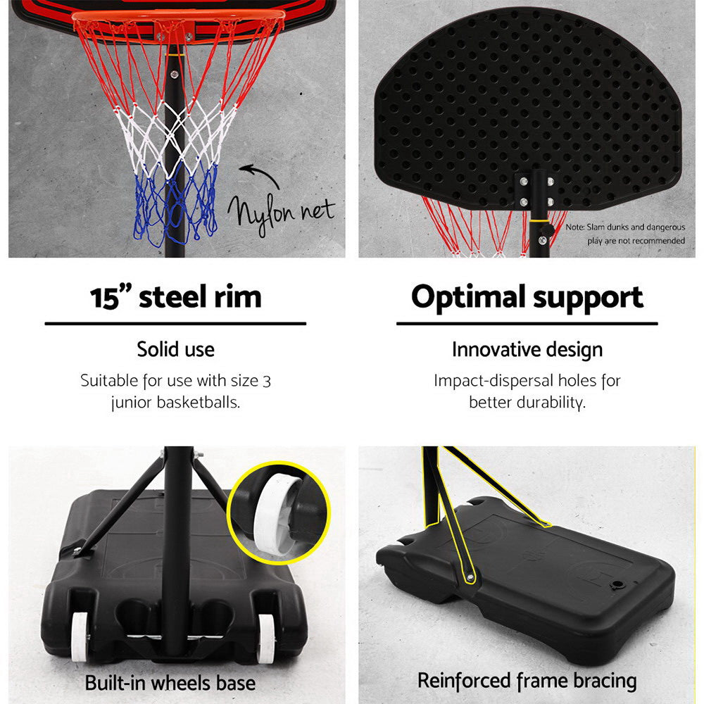 Everfit 2.1M Basketball Hoop Stand System Adjustable Portable Pro - Black