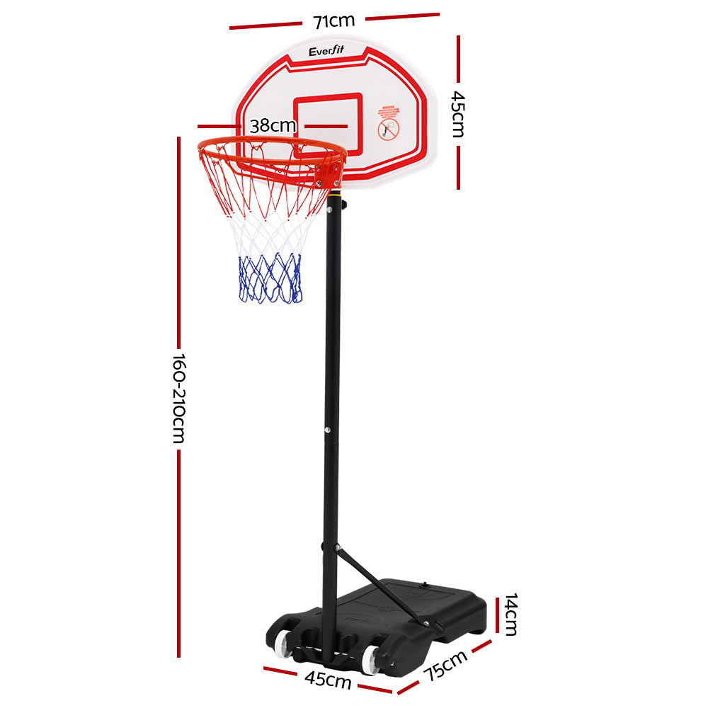 Everfit 2.1M Basketball Hoop Stand System Adjustable Portable Pro - White