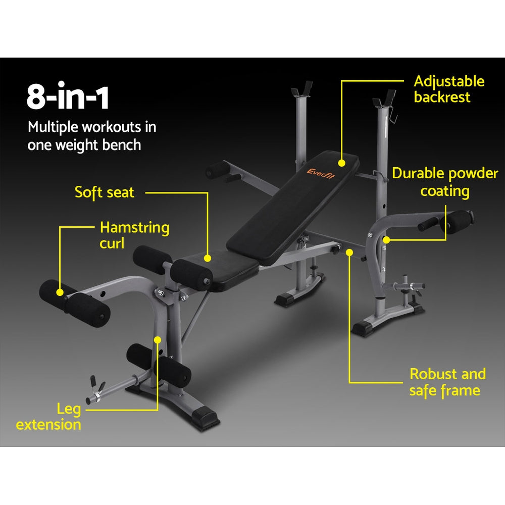 Everfit Weight Bench 8 in 1 Bench Press Adjustable Home Gym Station (200kg Capacity)