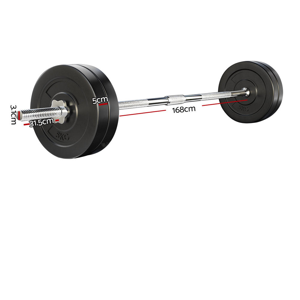 Everfit 168cm Barbell & Weight Plates Set - 28kg Set