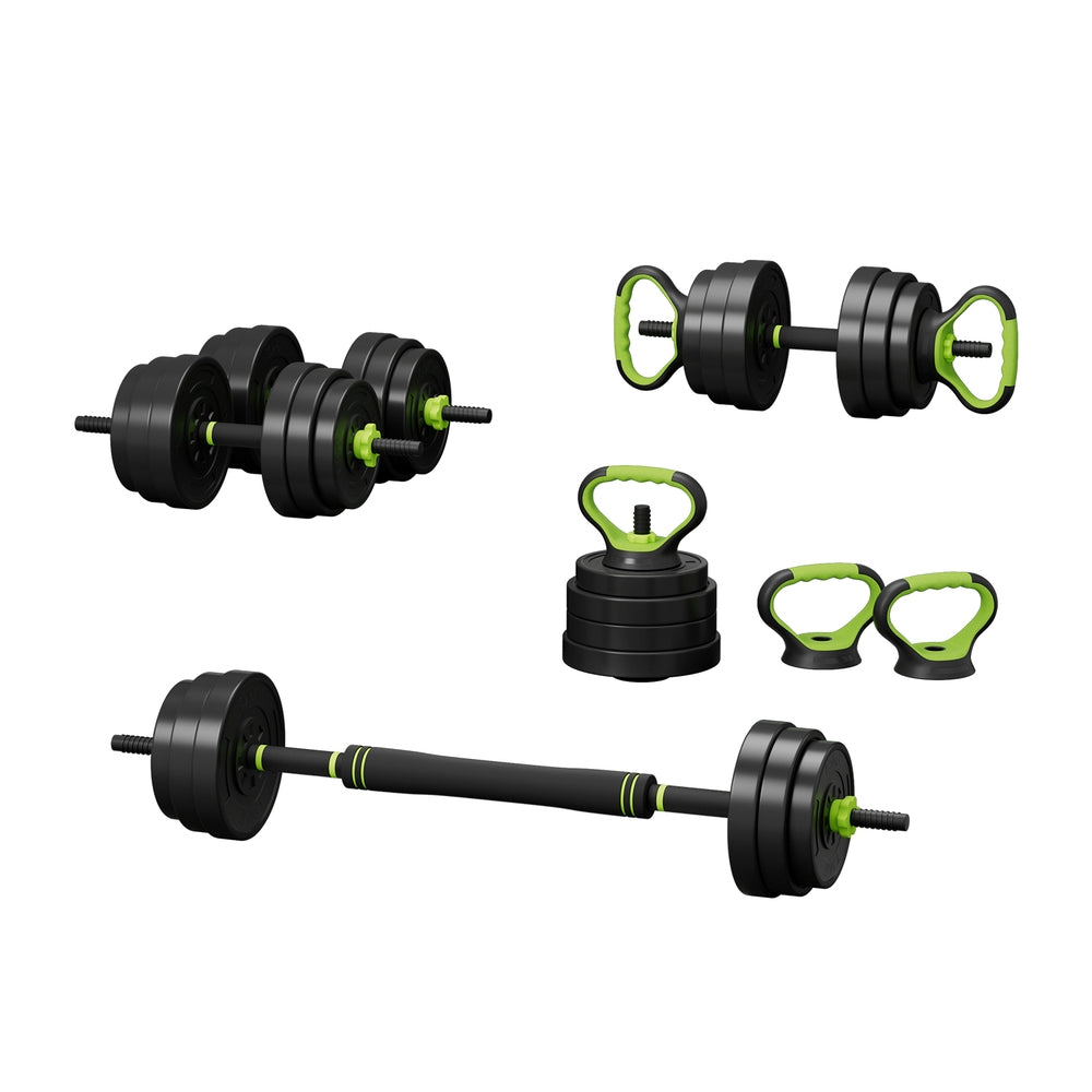 Everfit 25kg Adjustable Dumbbells Set Kettle Bell & Barbell Gym Set