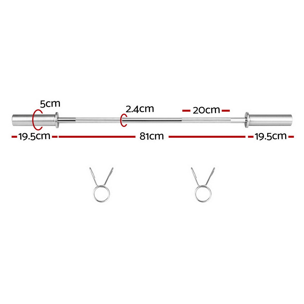 Everfit Barbell Bar Weights Lifting Dumbbells Olympic Training Bar Gym Fitness (80Kg Capacity)