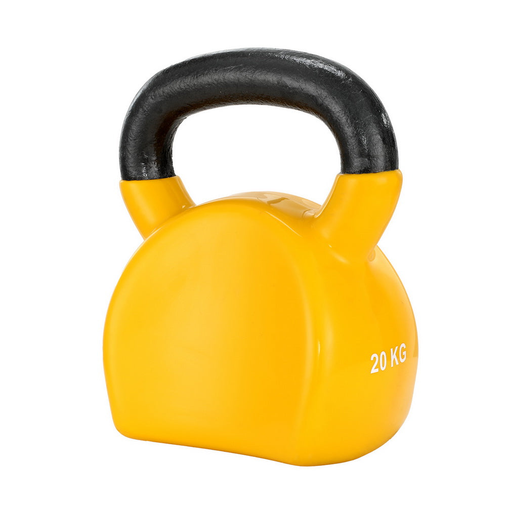 Everfit 20kg Cast Iron PVC Kettlebell - Yellow