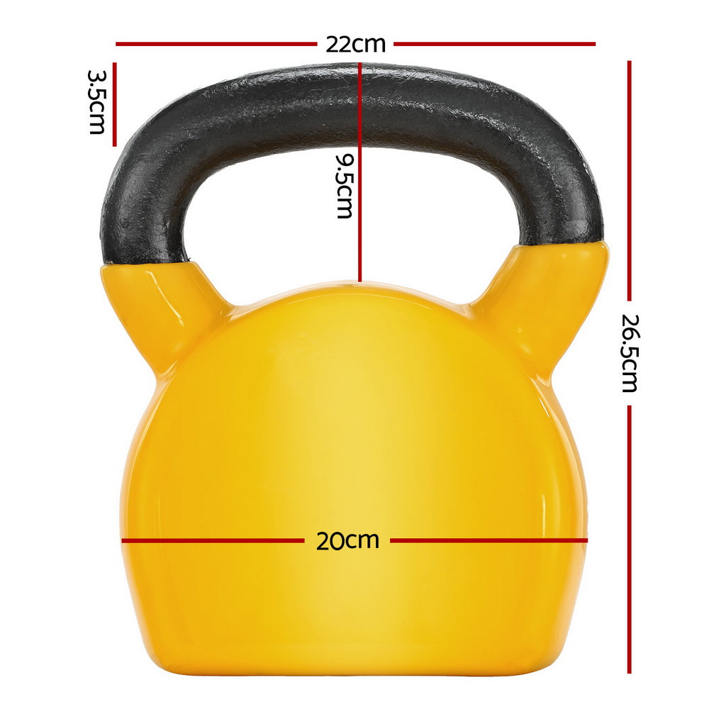 Everfit 20kg Cast Iron PVC Kettlebell - Yellow