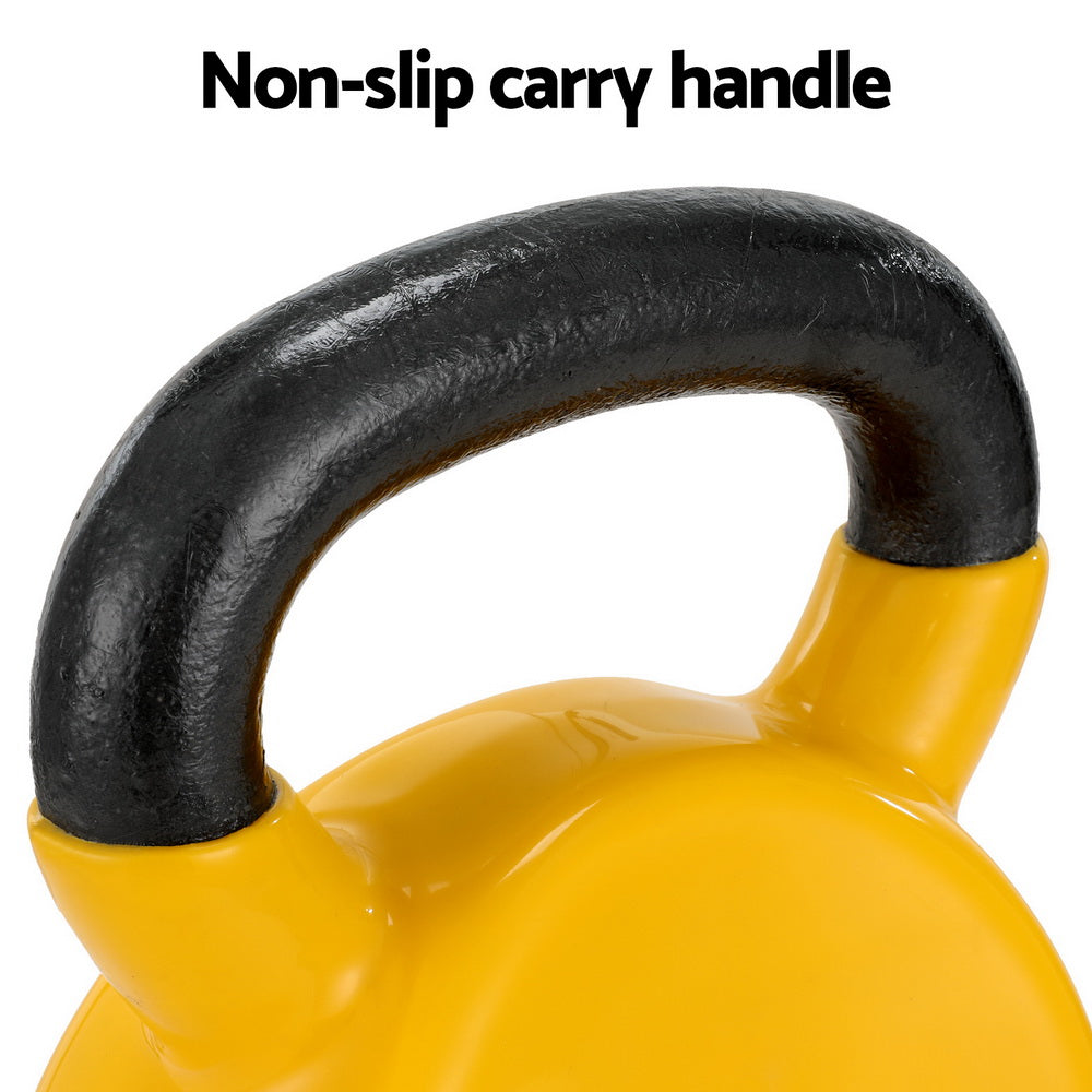 Everfit 20kg Cast Iron PVC Kettlebell - Yellow