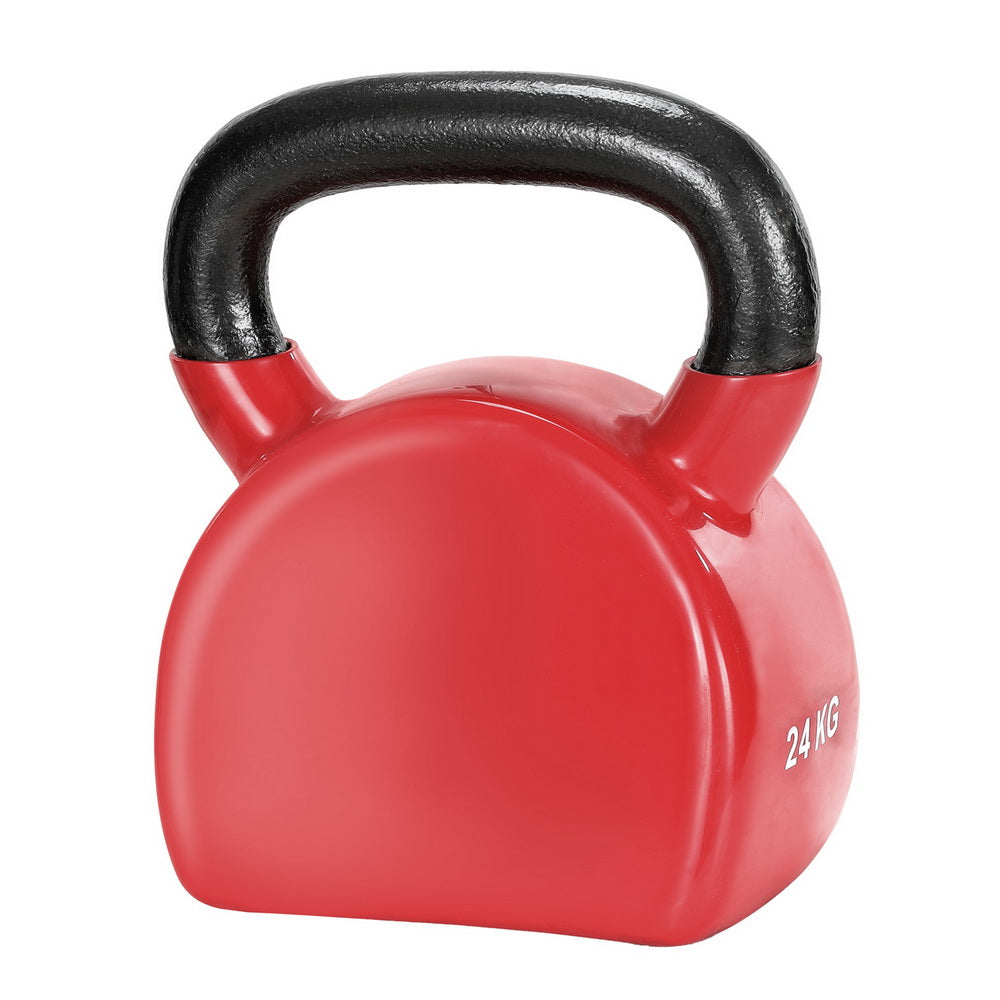 Everfit 24kg Cast Iron PVC Kettle Bell Gym Home - Red