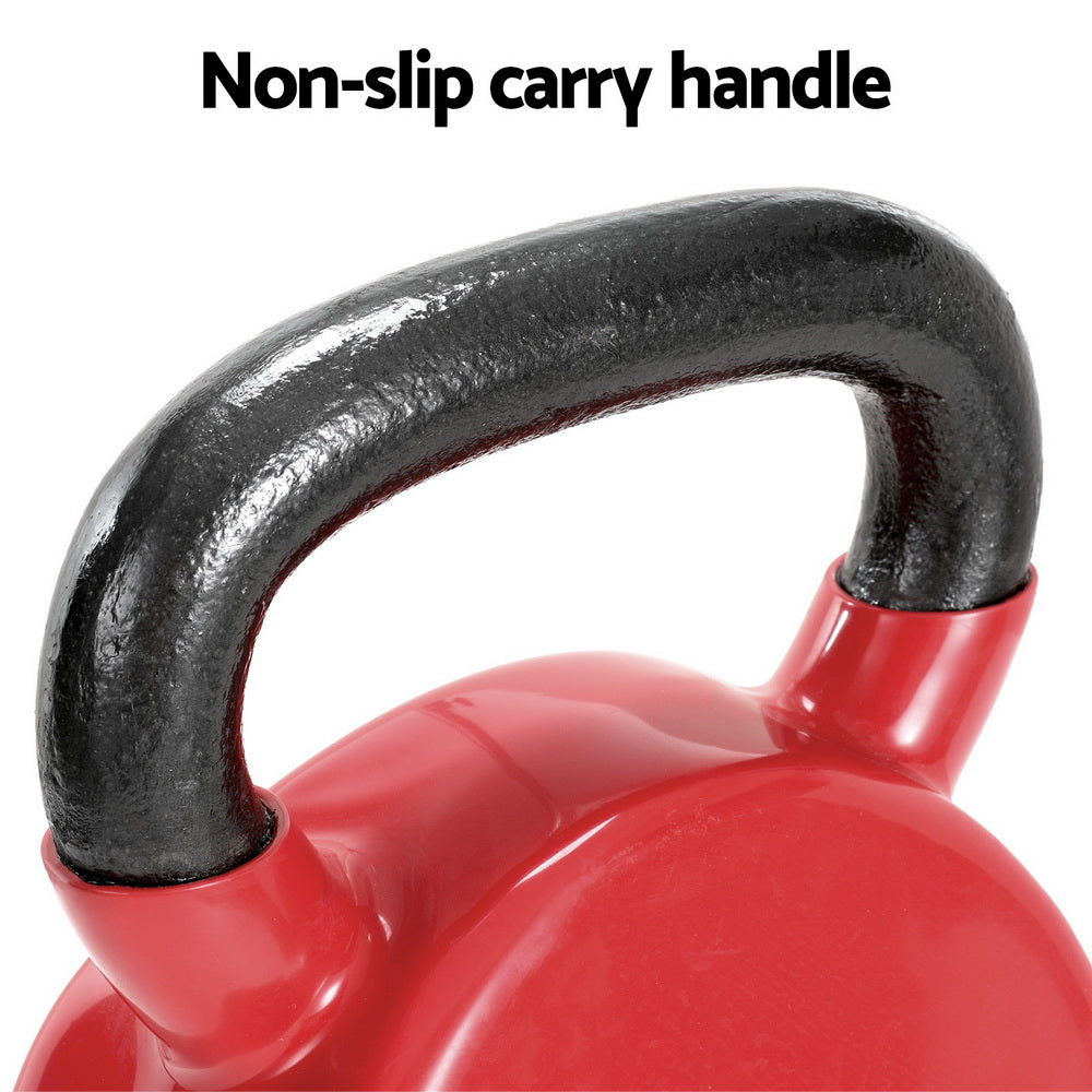 Everfit 24kg Cast Iron PVC Kettle Bell Gym Home - Red