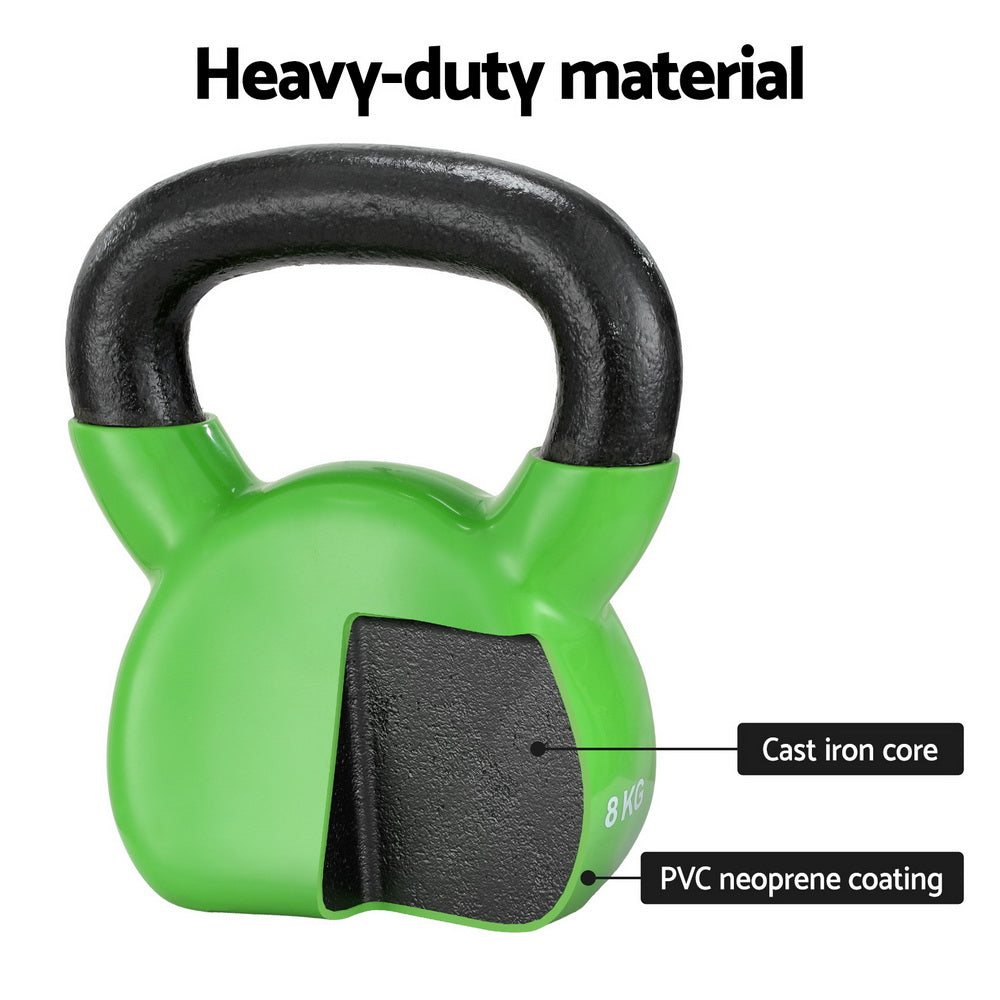 Everfit 8kg Cast Iron PVC Kettle Bell Gym Home