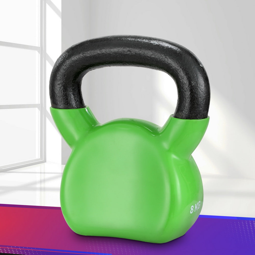 Everfit 8kg Cast Iron PVC Kettle Bell Gym Home