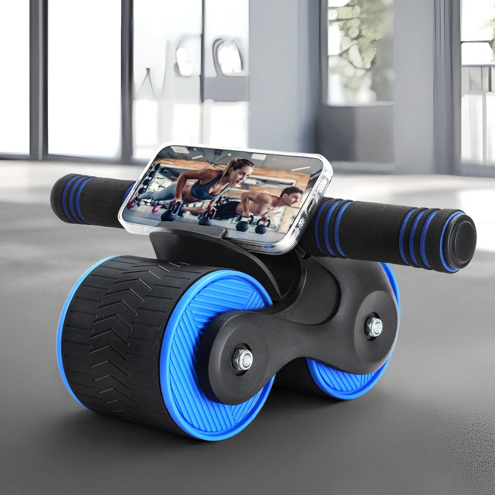 Everfit Ab Roller Automatic Rebound Abdominal Wheel Home Gym - Blue