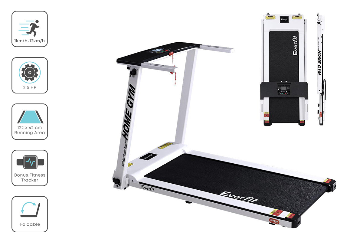 Everfit Treadmill Electric Home Gym Fitness Exercise Fully Foldable 420mm - White