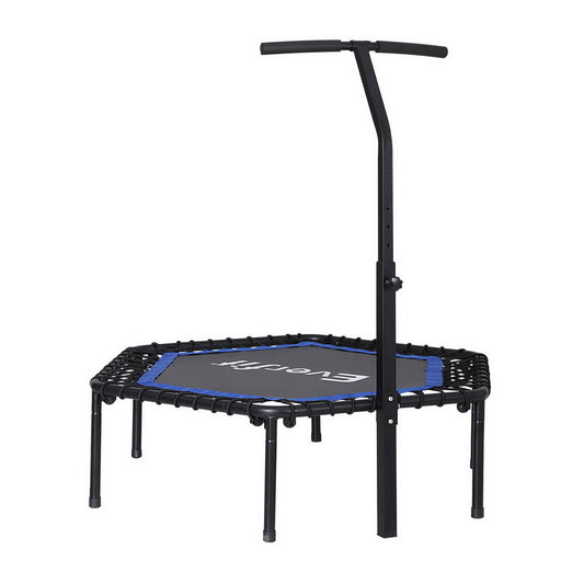 Everfit 48inch Hexagon Fitness Trampoline Rebounder Adjustable with Handrail - Blue