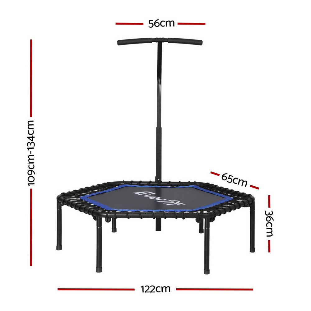 Everfit 48inch Hexagon Fitness Trampoline Rebounder Adjustable with Handrail - Blue