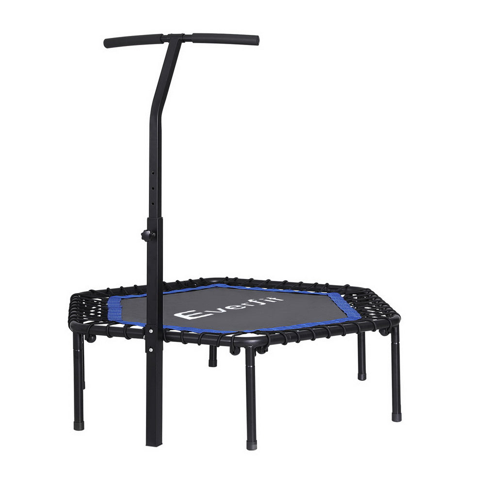 Everfit 48inch Hexagon Fitness Trampoline Rebounder Adjustable with Handrail - Blue