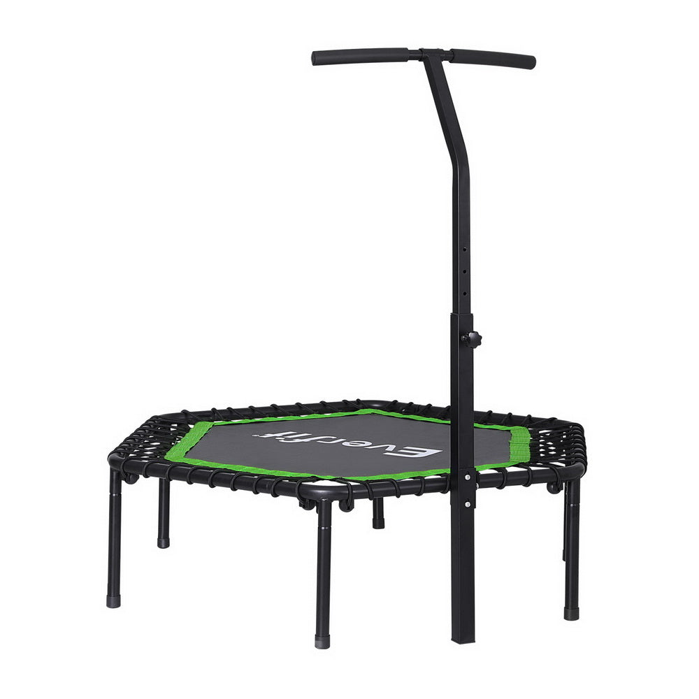 Everfit 48inch Hexagon Fitness Trampoline Rebounder Adjustable with Handrail - Green