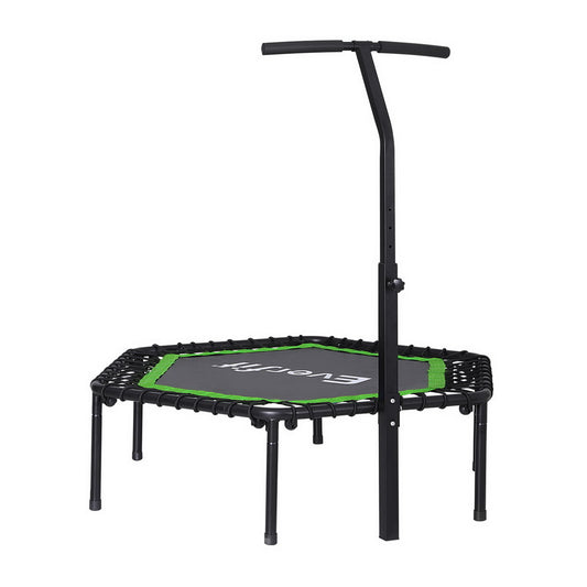 Everfit 48inch Hexagon Fitness Trampoline Rebounder Adjustable with Handrail - Green