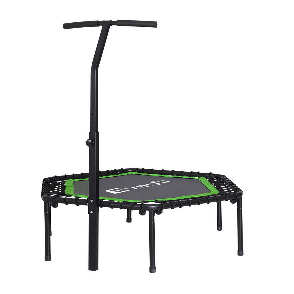 Everfit 48inch Hexagon Fitness Trampoline Rebounder Adjustable with Handrail - Green