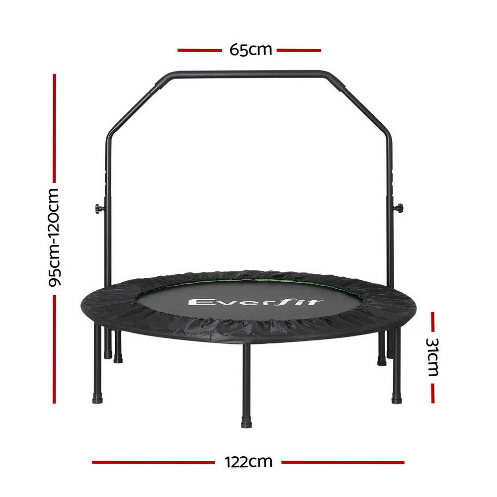 Everfit 48inch Round Fitness Trampoline Rebounder Adjustable with Handrail - Green