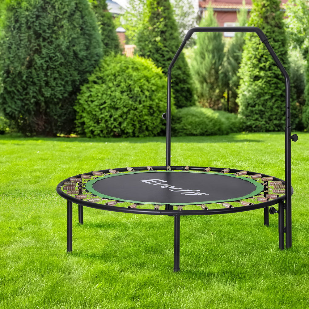 Everfit 48inch Round Fitness Trampoline Rebounder Adjustable with Handrail - Green