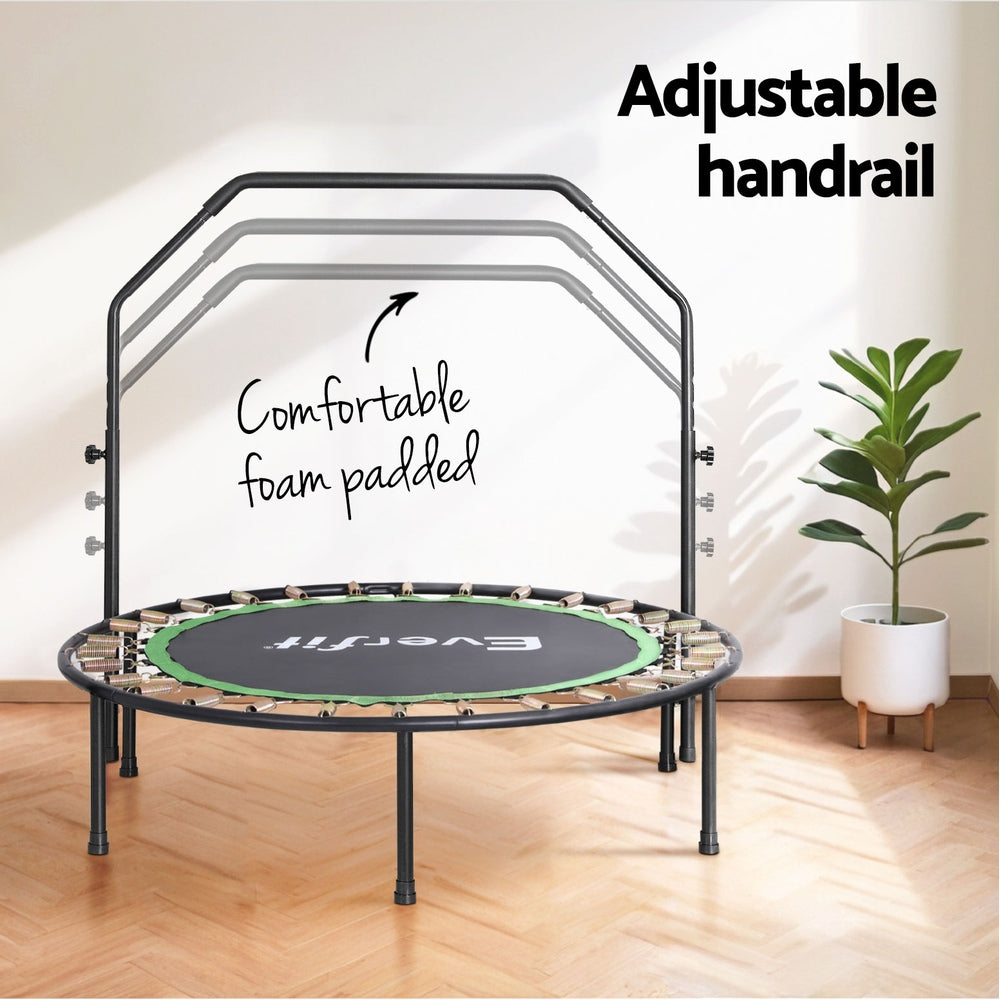 Everfit 48inch Round Fitness Trampoline Rebounder Adjustable with Handrail - Green