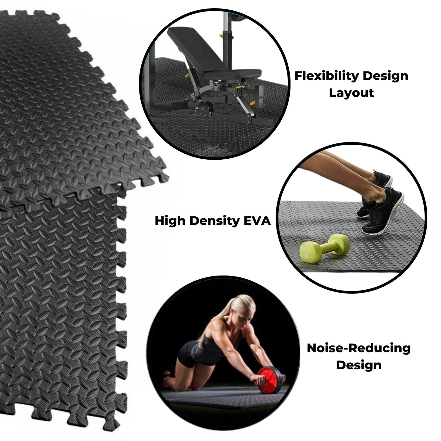 Verpeak Puzzle Gym Mat EVA Interlocking Foam Tiles with Border - 6pcs