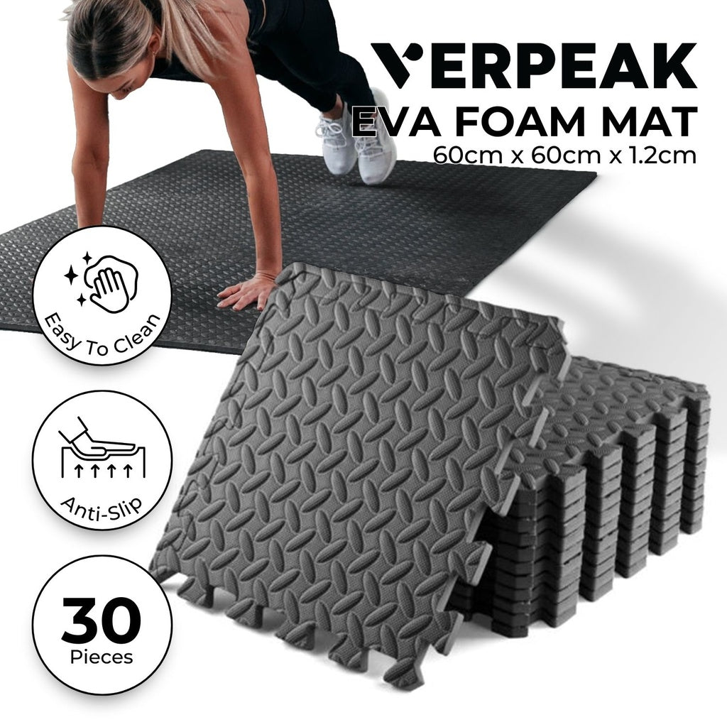 VERPEAK Interlocking EVA Foam Mat Gym Floor 60x60cm - 30pcs