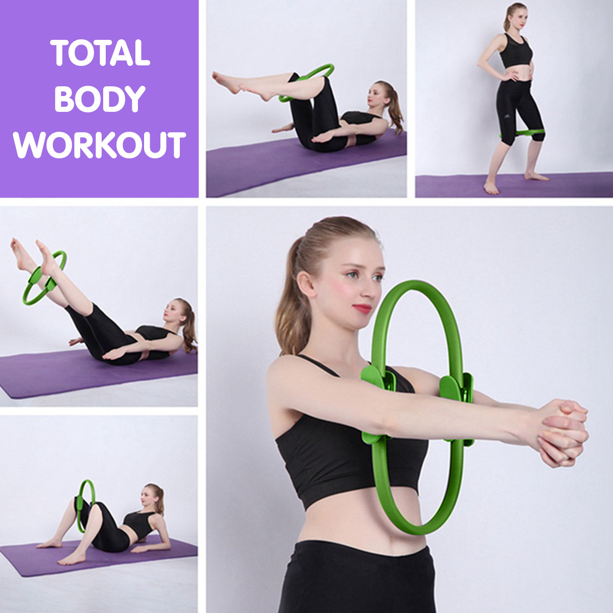 Powertrain Pilates Ring Band Yoga Home Workout Exercise Band - Green