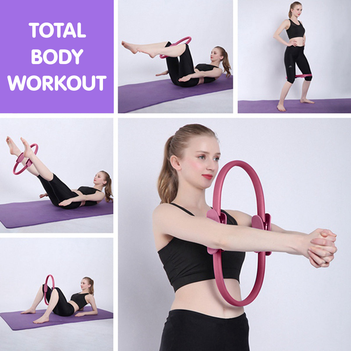 Powertrain Pilates Ring Band Yoga Home Workout Exercise Band - Pink