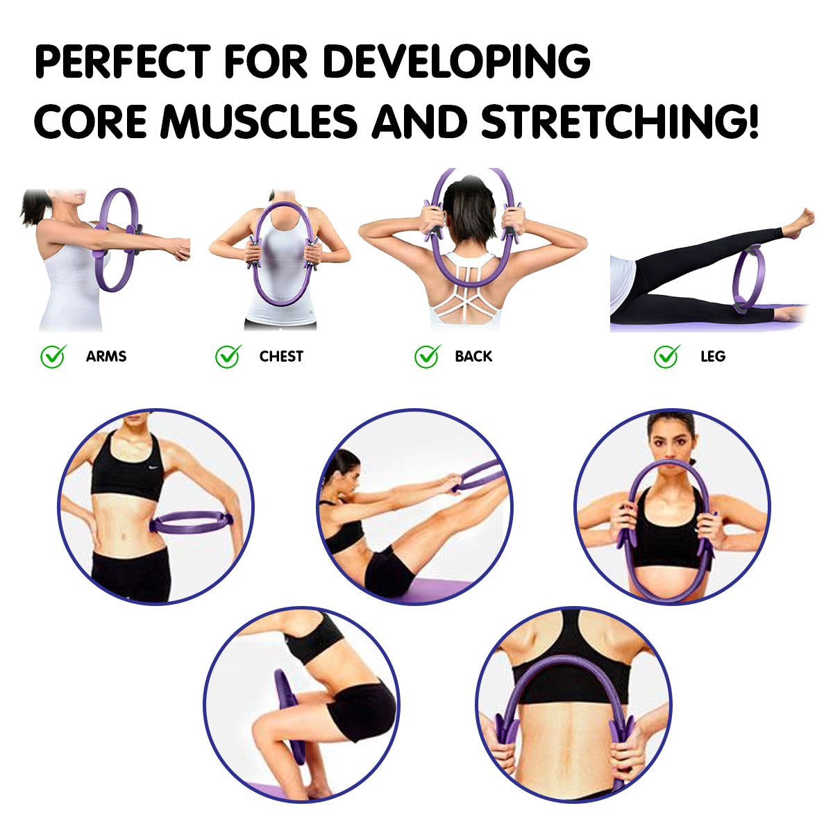 Powertrain Pilates Ring Band Yoga Home Workout Exercise Band - Purple