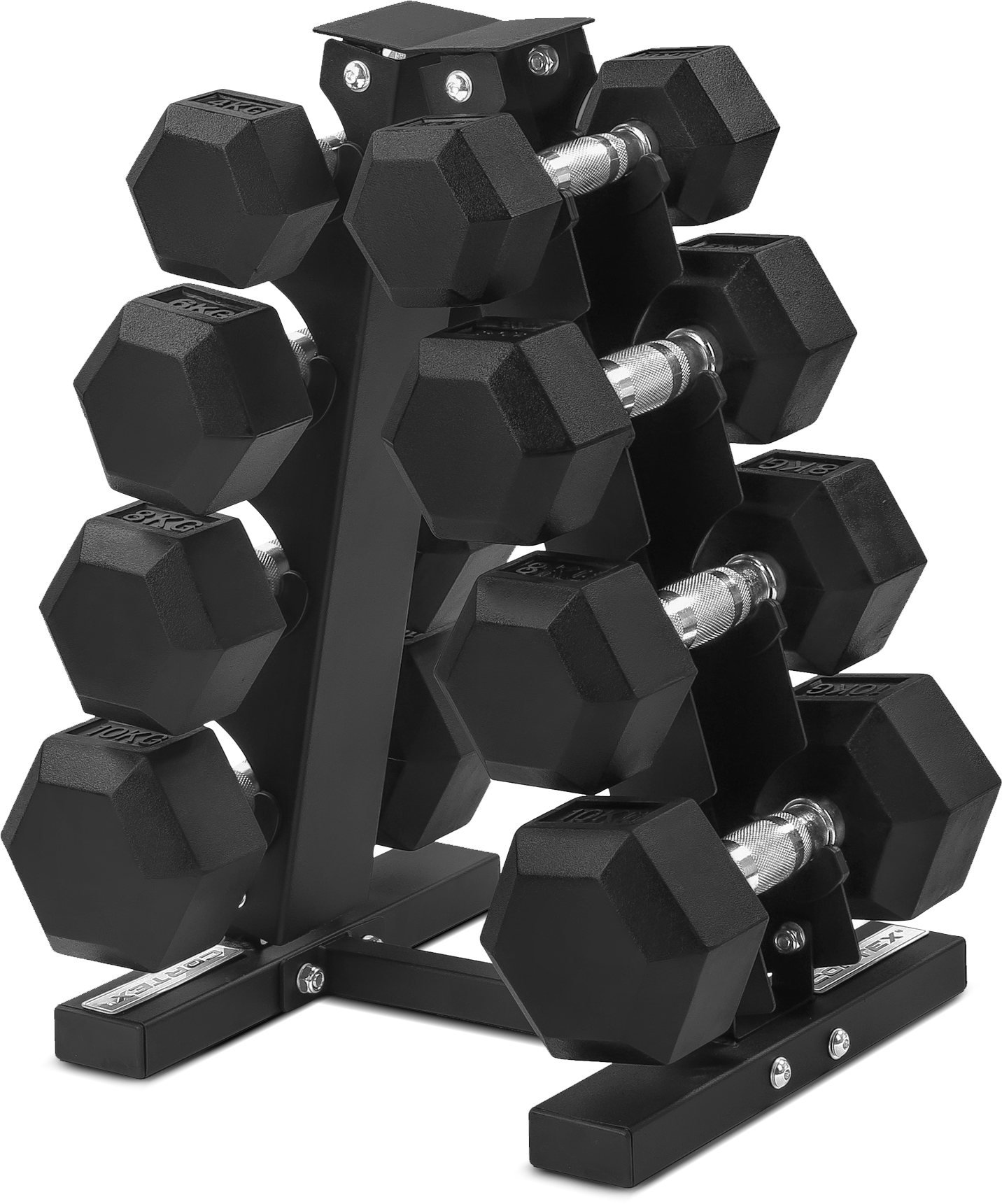 CORTEX Hex Dumbbell 56kg Set with Stand (4, 6, 8, 10kg Pairs)