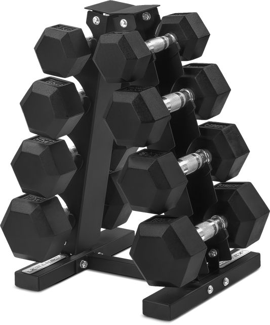 CORTEX Hex Dumbbell 56kg Set with Stand (4, 6, 8, 10kg Pairs)