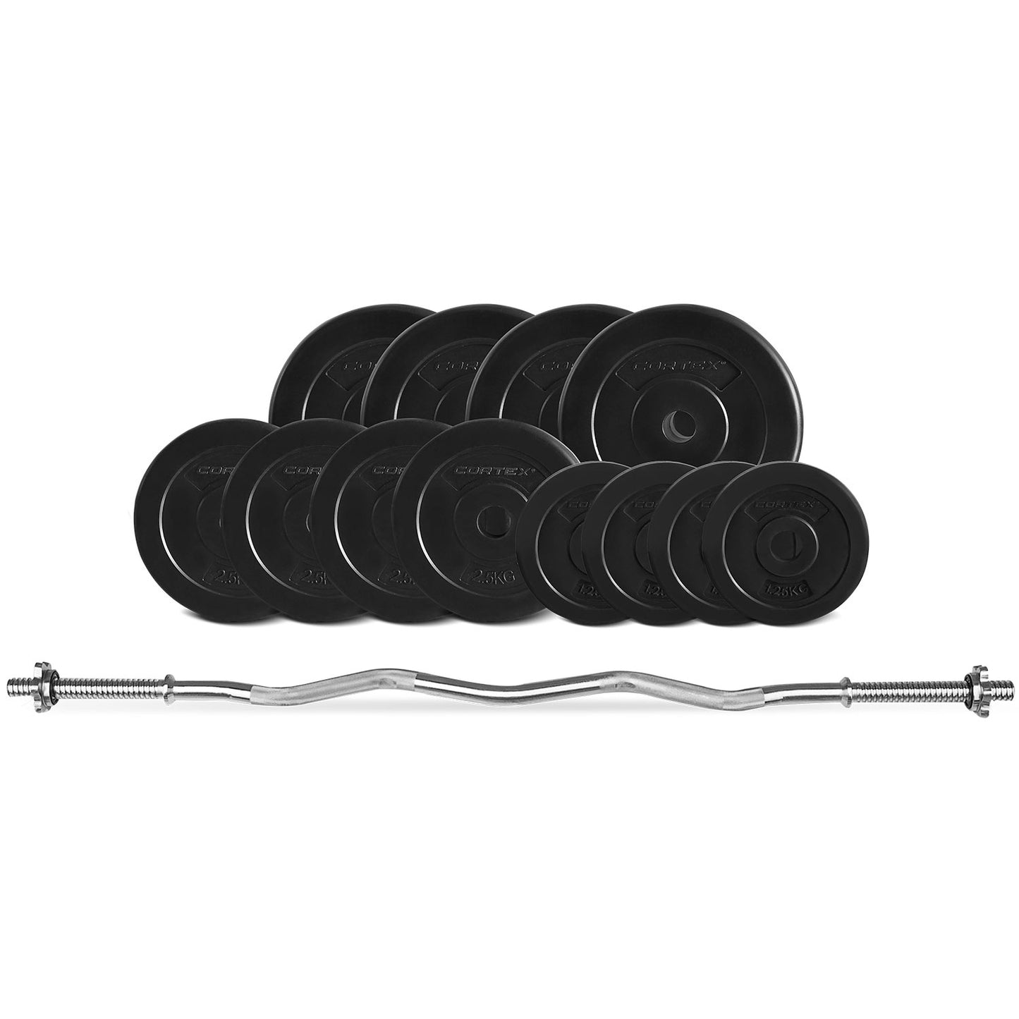 CORTEX EnduraCast Curl Bar & Weight Set - 40kg Total Weight