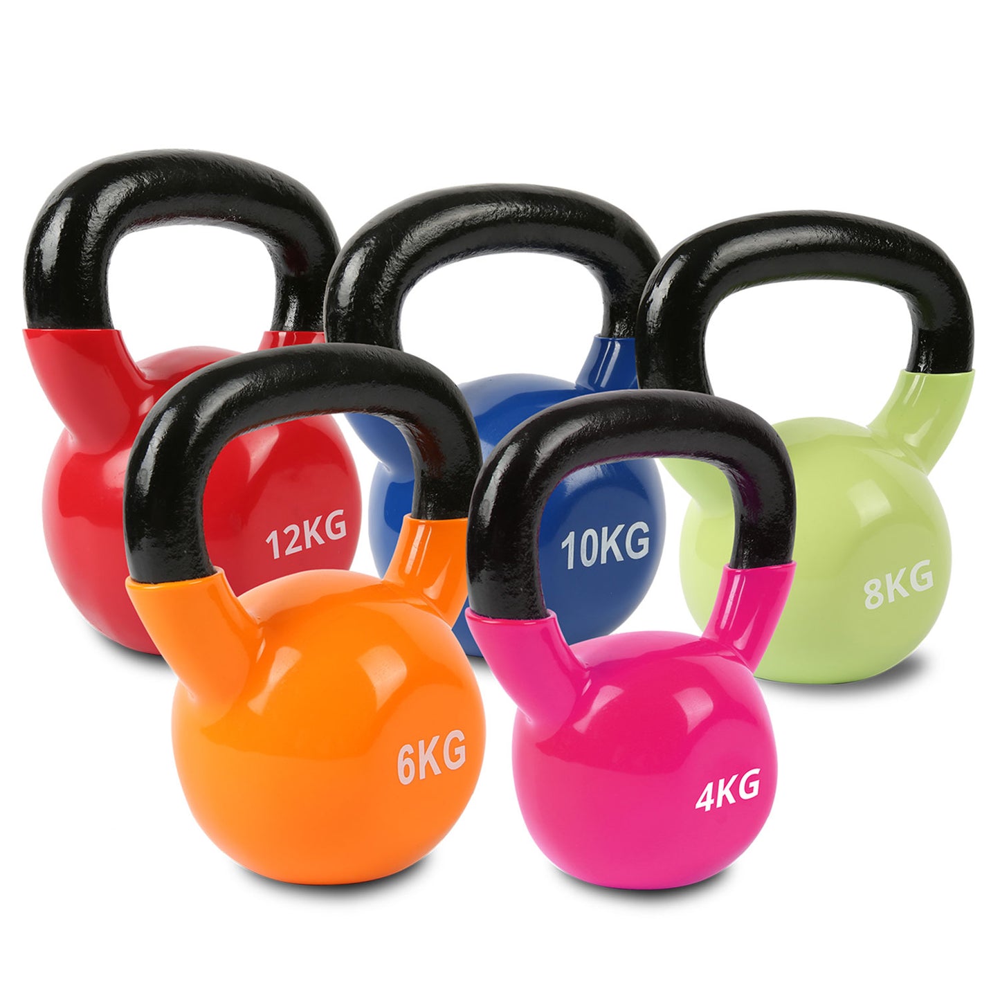 CORTEX 4kg-12kg Kettlebell Vinyl Weight Set - Multi-Coloured