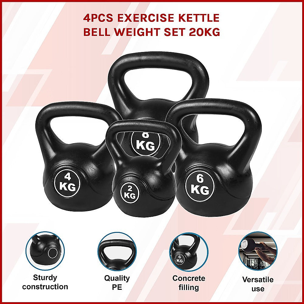 4pcs Exercise Kettle Bell Weight Set - 20Kf Total Weight