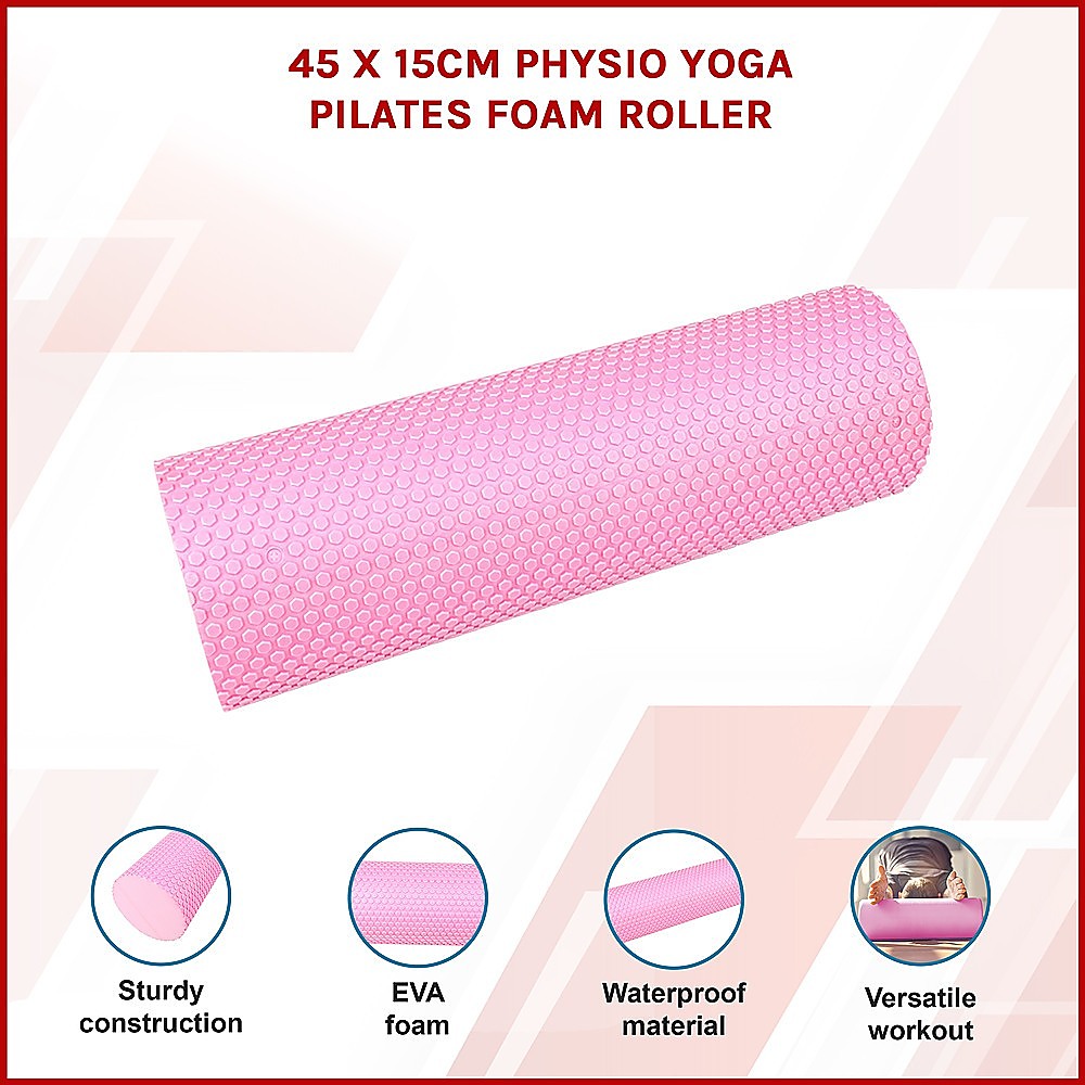 45 x 15cm Physio Yoga Pilates Foam Roller - Pink