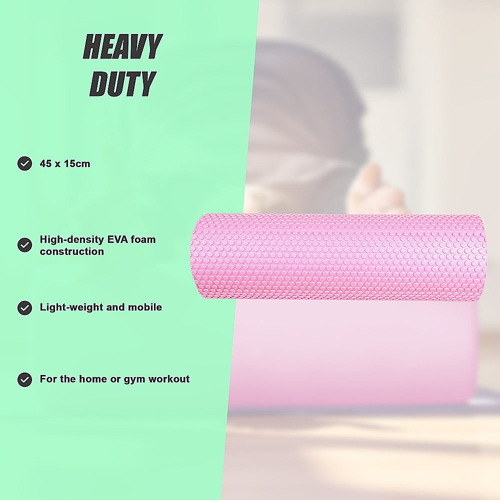 45 x 15cm Physio Yoga Pilates Foam Roller - Pink