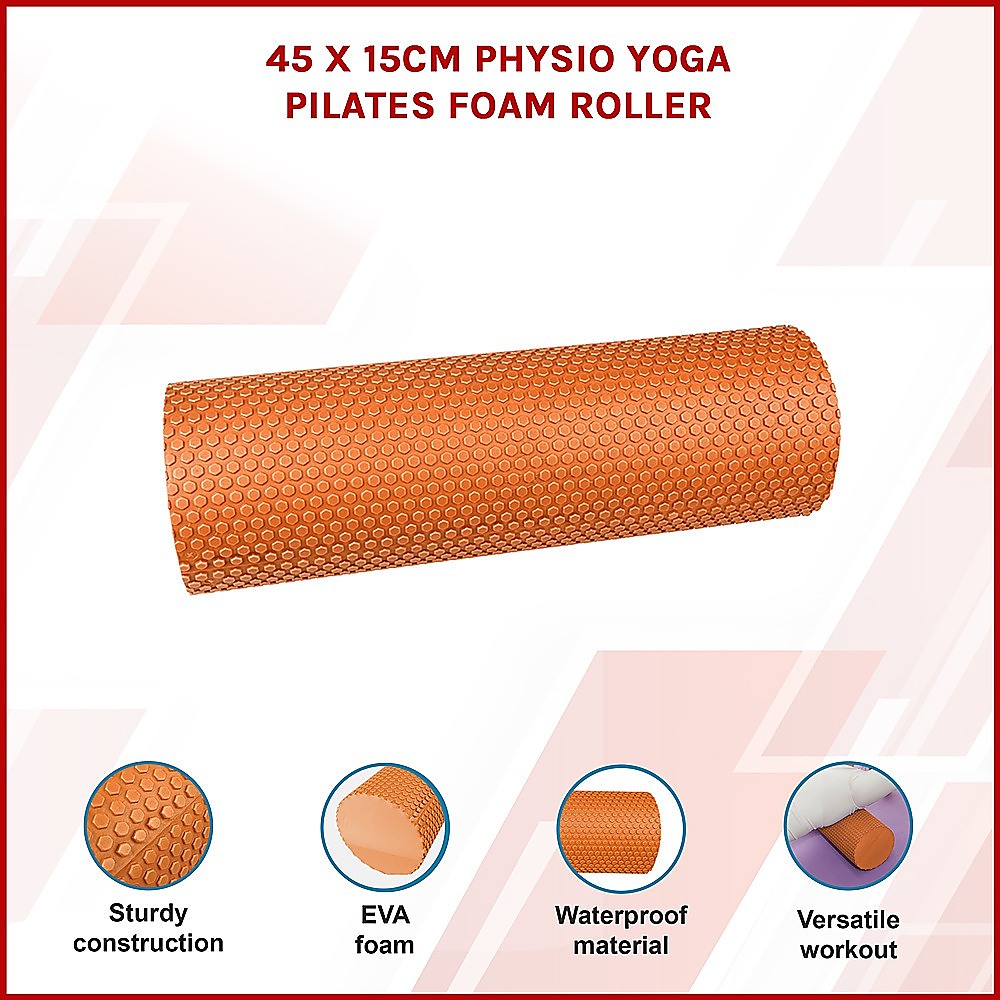 45 x 15cm Physio Yoga Pilates Foam Roller - Orange