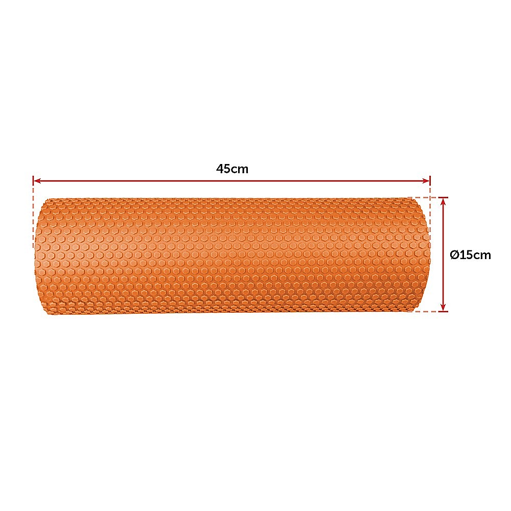 45 x 15cm Physio Yoga Pilates Foam Roller - Orange