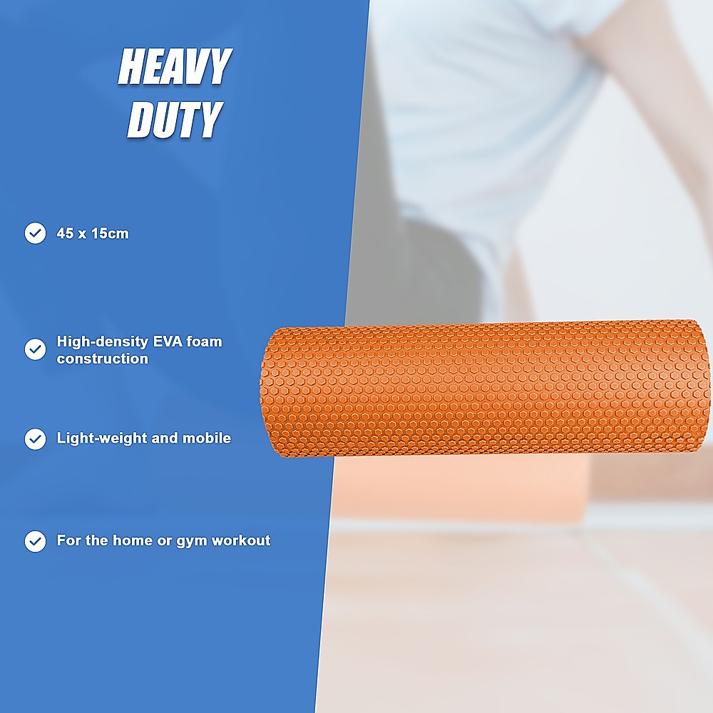 45 x 15cm Physio Yoga Pilates Foam Roller - Orange