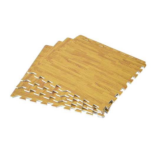 12 Home Gym Interlocking Floor Tiles - Wood Colour