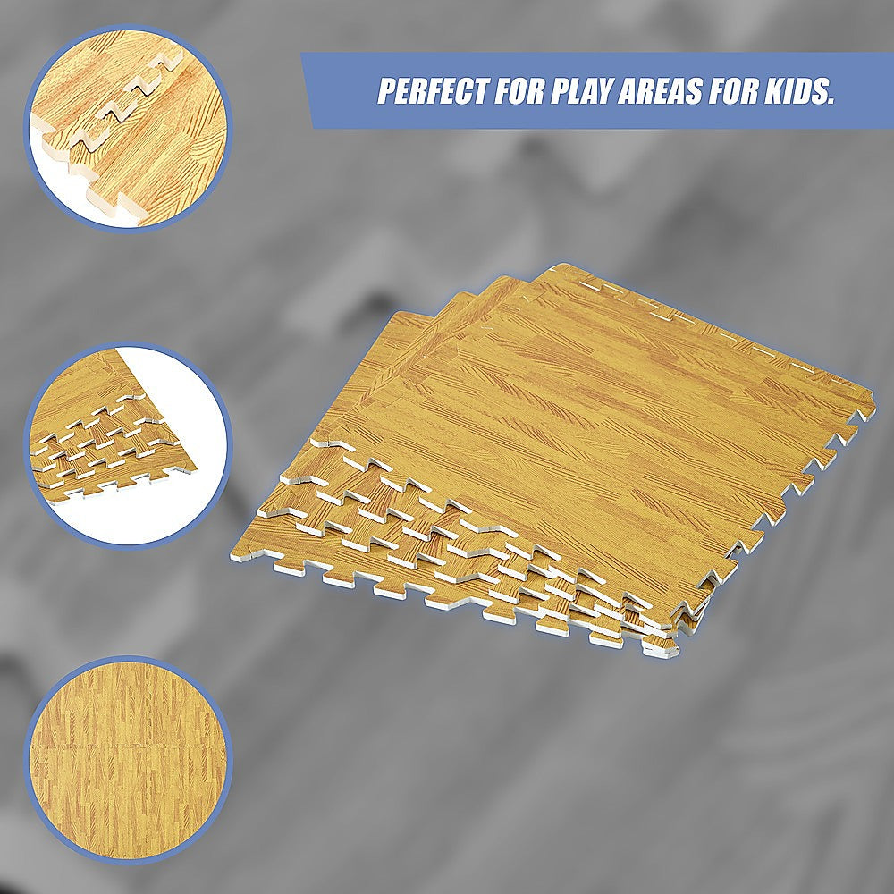 12 Home Gym Interlocking Floor Tiles - Wood Colour