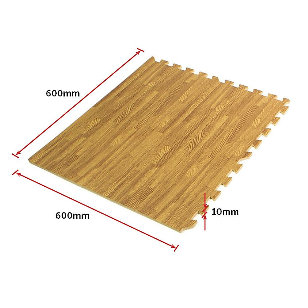 12 Home Gym Interlocking Floor Tiles - Wood Colour