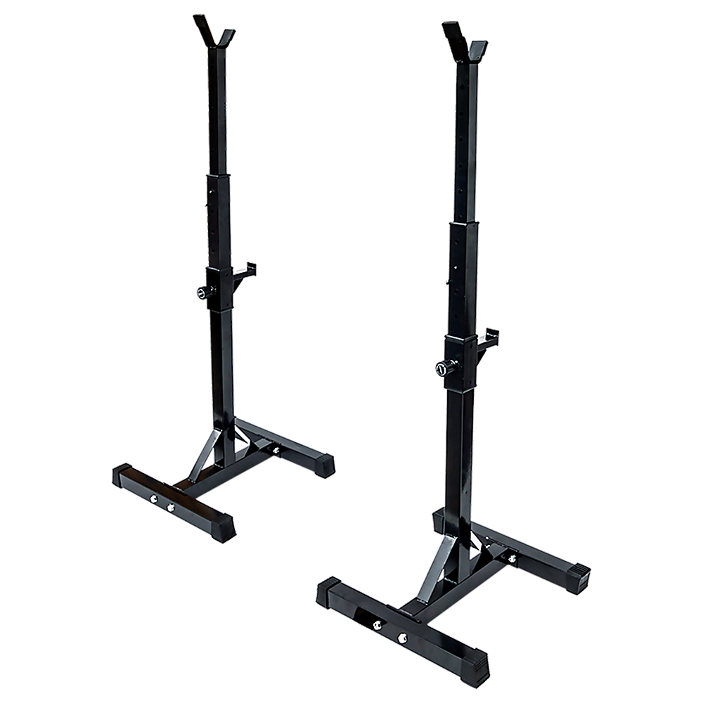 Pair of Adjustable Squat Rack Sturdy Steel Barbell Bench Press Stand