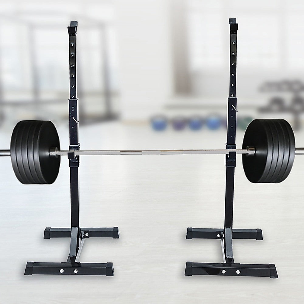 Pair of Adjustable Squat Rack Sturdy Steel Barbell Bench Press Stand