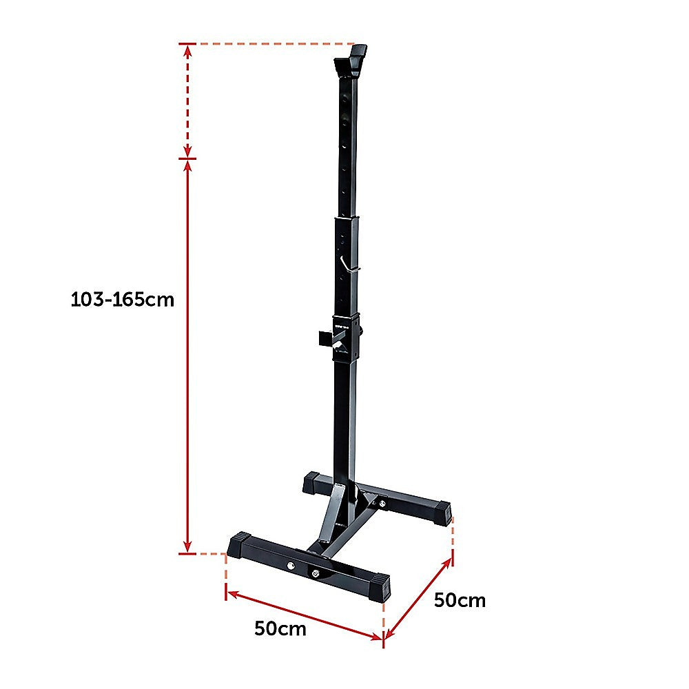 Pair of Adjustable Squat Rack Sturdy Steel Barbell Bench Press Stand