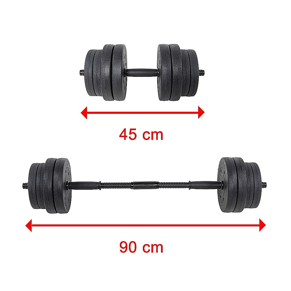 Dumbbell & Barbell Set Home Gym Fitness Exercise Multi-Weights Set - 20Kg Set Weight