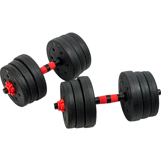 20kg Adjustable Rubber Dumbbell Set Barbell Home GYM Exercise Weights