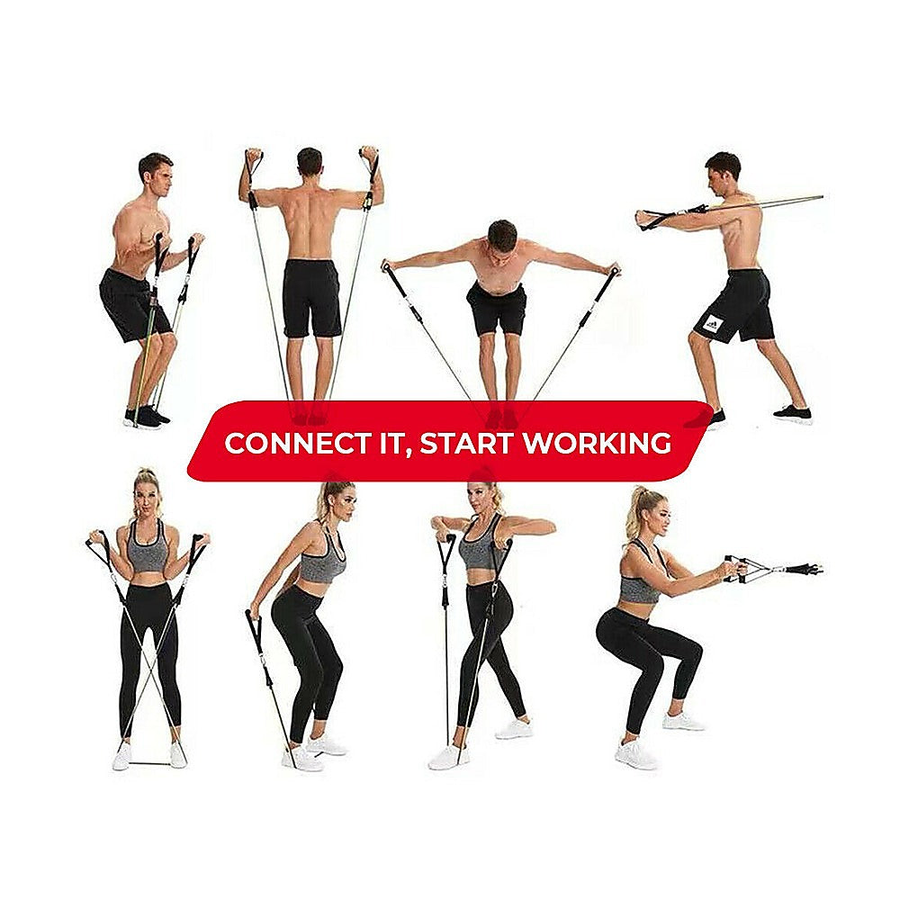 Exercise Resistance Bands Yoga Fitness Stretch Workout Gym - Pilates Bar Kit