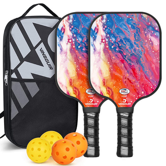 Outdoor Beach Fibreglass Pickleball Paddle Set - Vibrant Pink